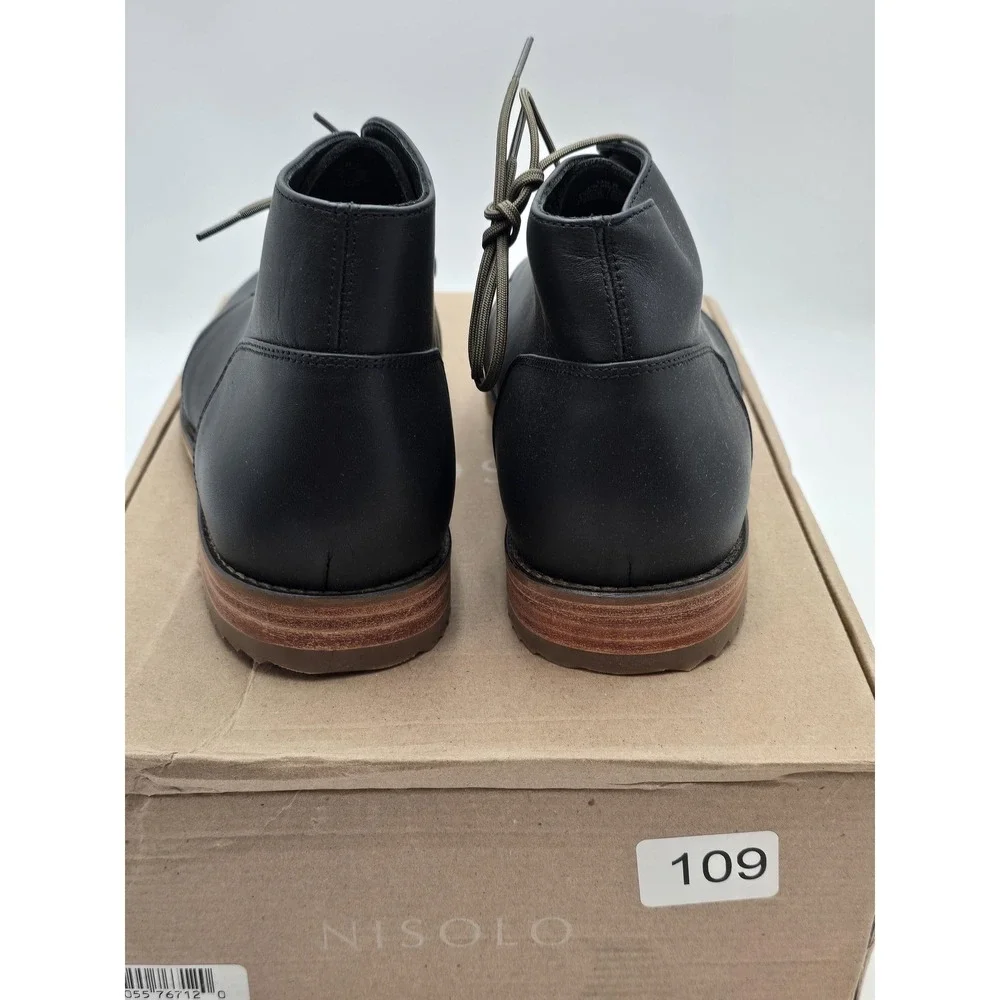 Nisolo Everyday Chukka Boots‎ Mens Size 8 Black Leather Lace Up Ankle Dress New